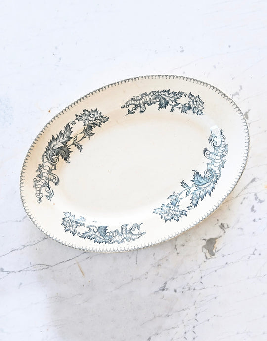 antique french Longwy transferware platter