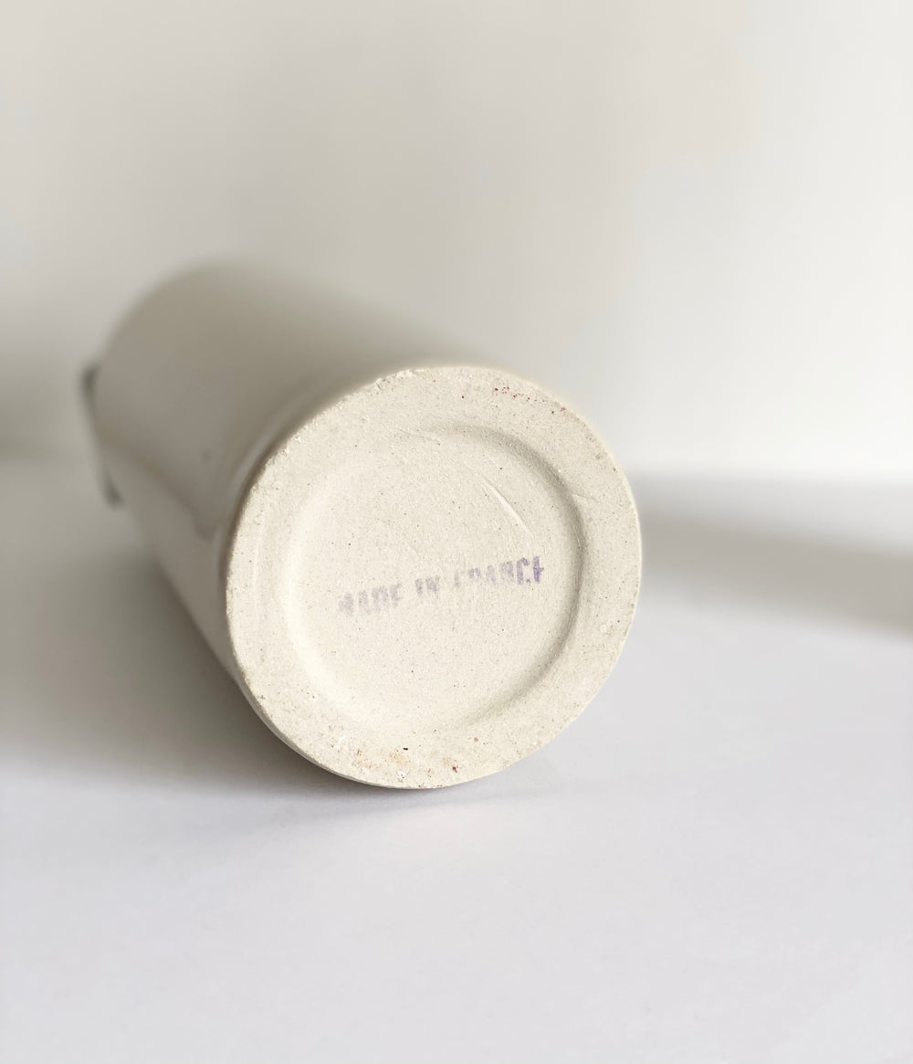 vintage French stoneware bottle, porcelain lid