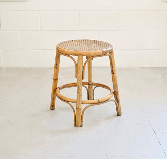 midcentury french bamboo and rattan stool