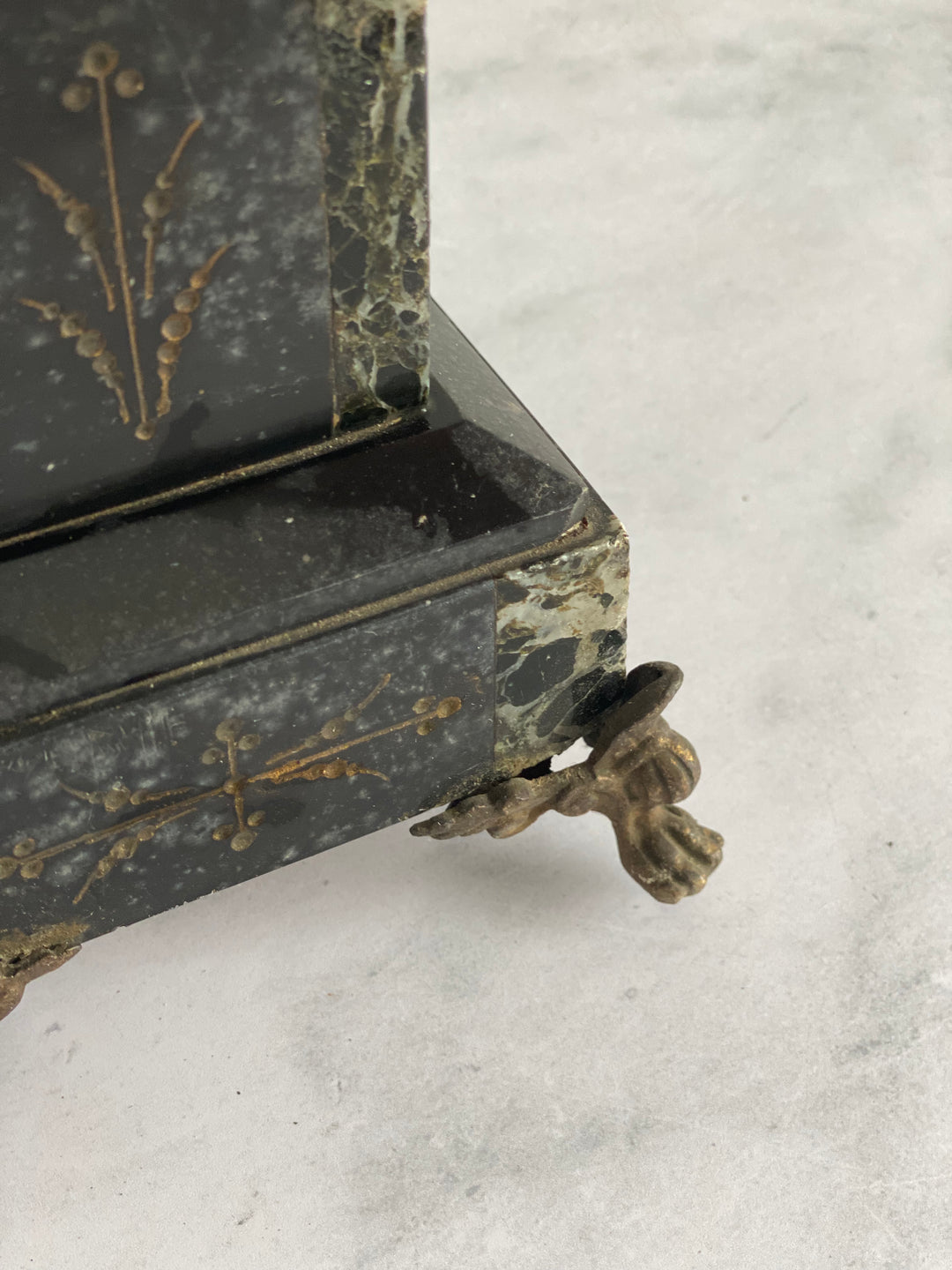 antique French marble and cast iron Napoleon III fireplace candelabra