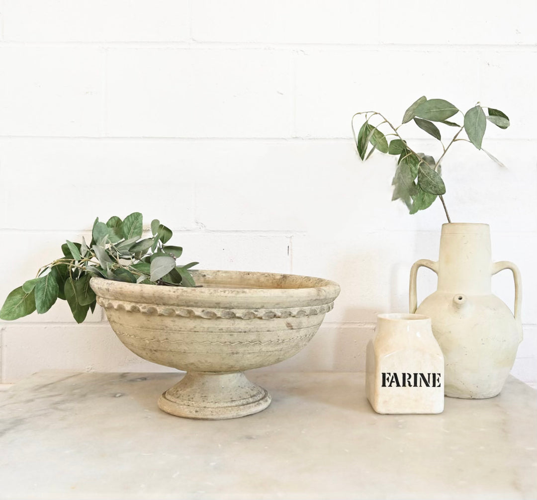 midcentury french pedestal stone planters