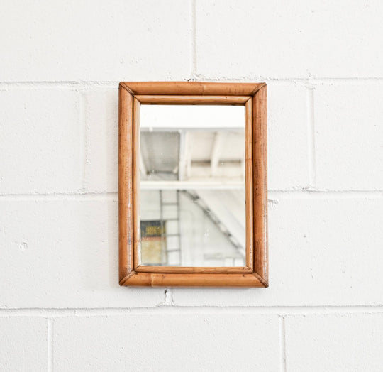 vintage french rectangular bamboo mirror