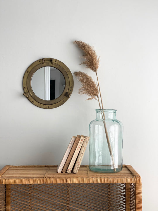 vintage brass porthole mirror