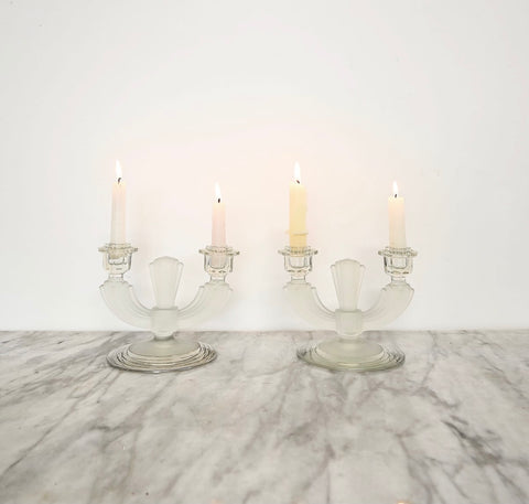 art deco frosted glass candelabra