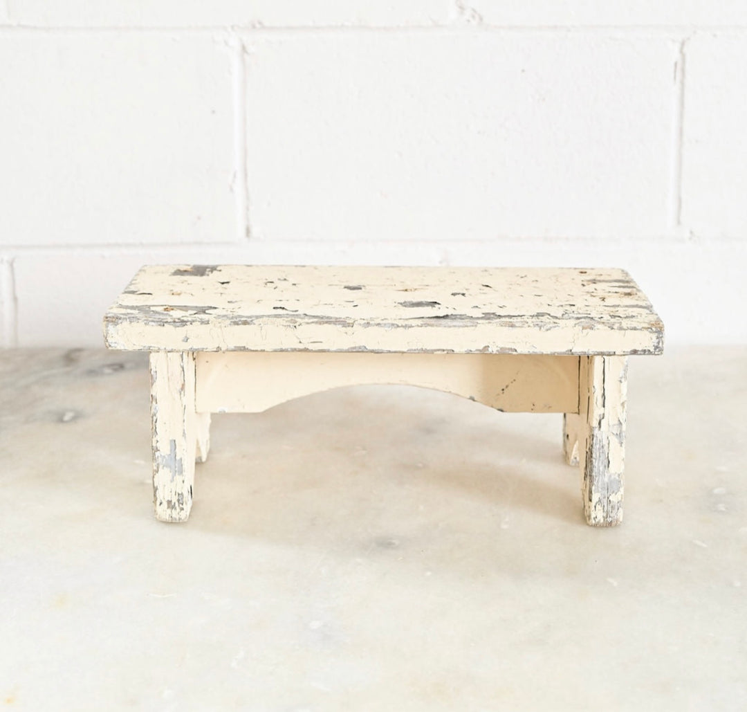 vintage French petite distressed milking stool