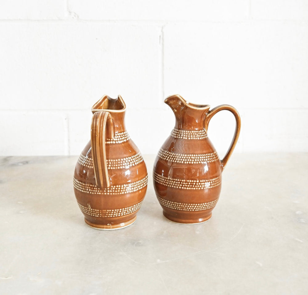 set of two vintage French stoneware pitchers