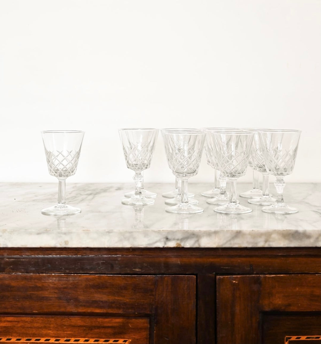 vintage French dessert glasses, set of 6