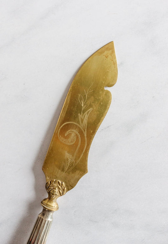 antique French art nouveau gold vermeil & silver plate cake server