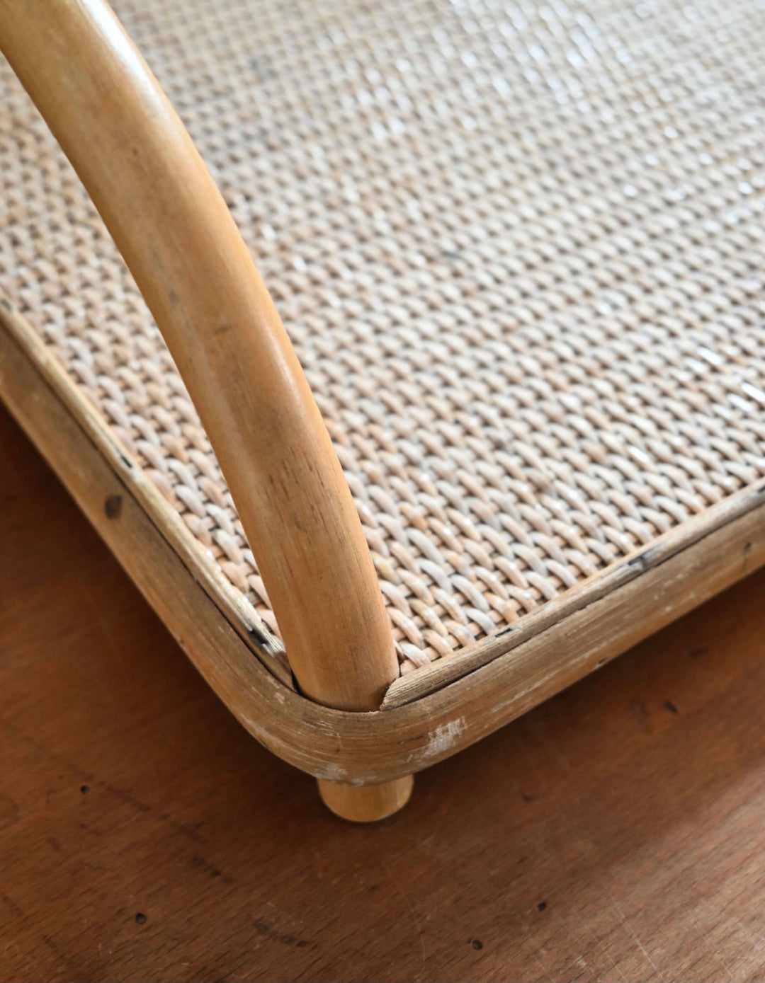 vintage French rattan serving tray