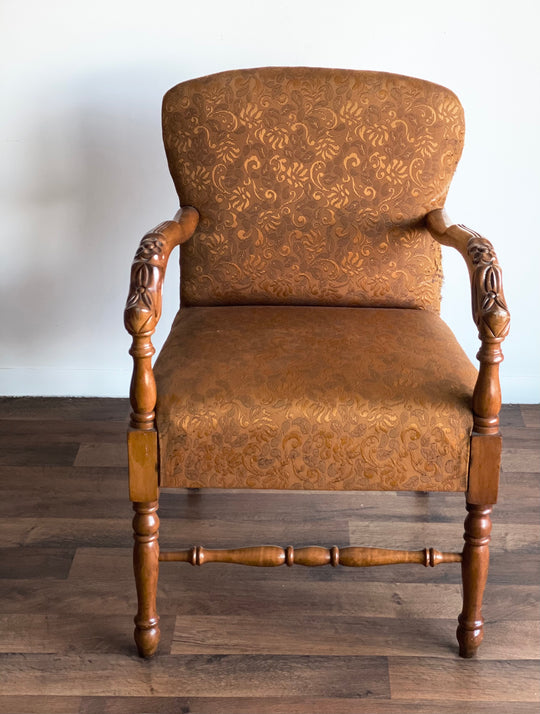 vintage carved wood accent chair