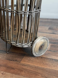antique French wheeled baguette basket