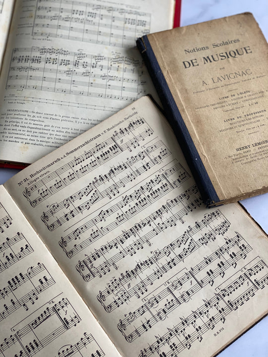 antique French music books, set of three