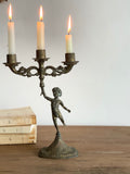 French cherub cast candle holder