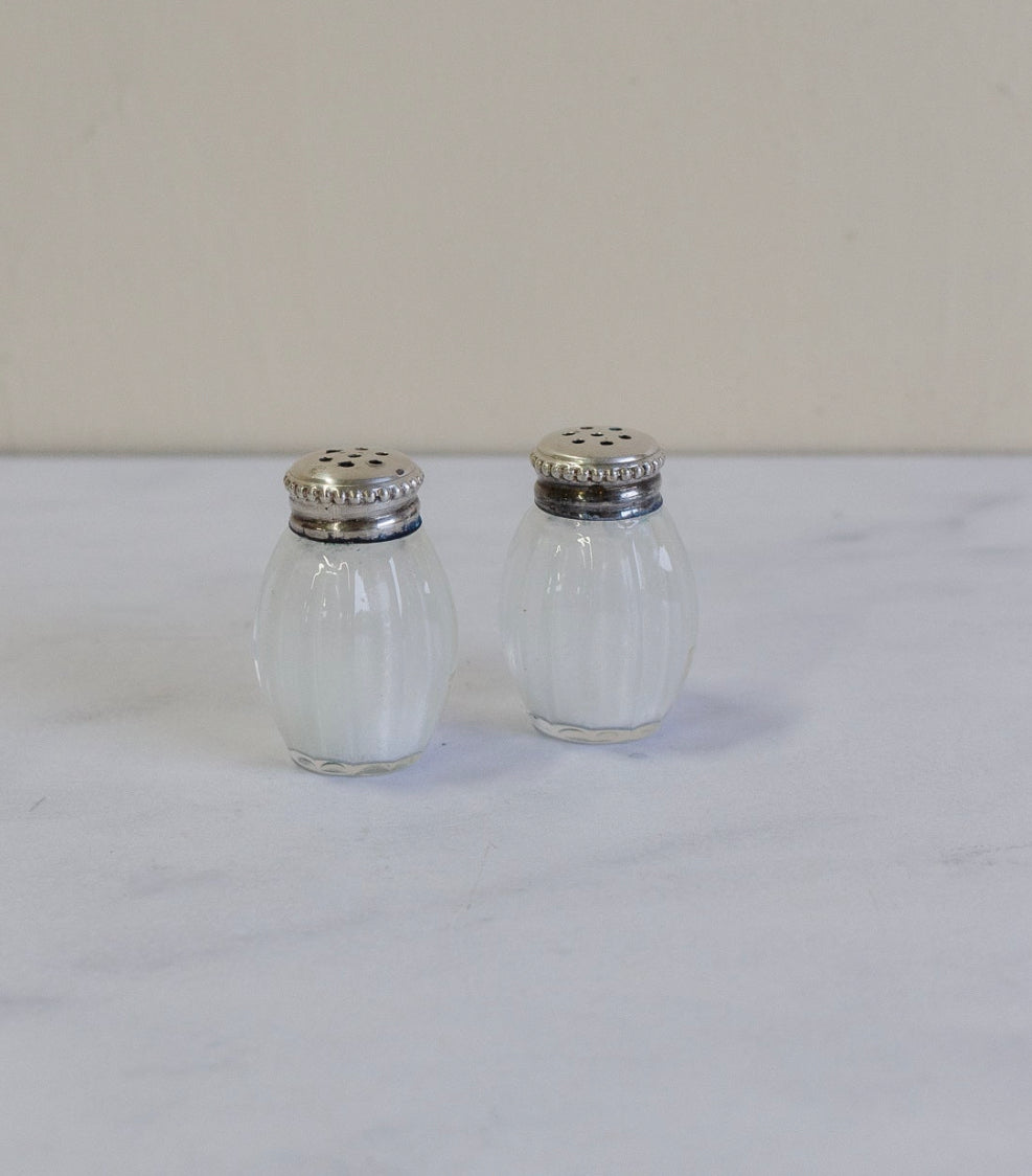 vintage Christofle sterling silver salt + pepper shaker set