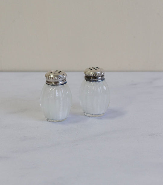 vintage Christofle sterling silver salt + pepper shaker set