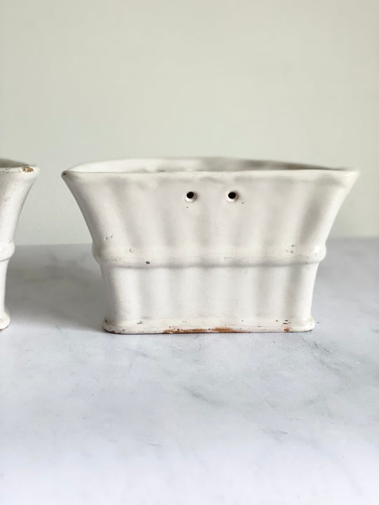 19th century French “faience” flower frog wall sconce vases, set of two