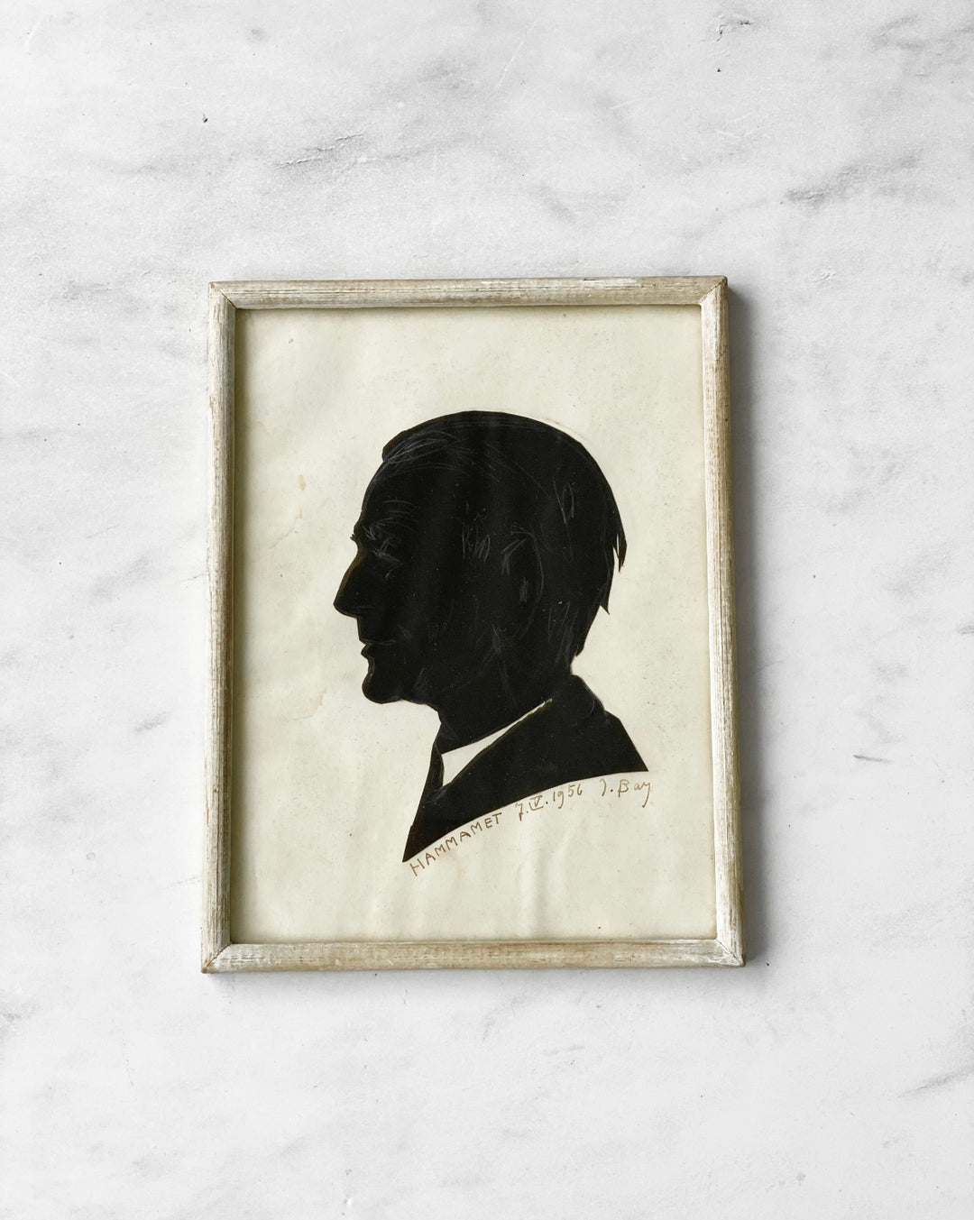 vintage French cut paper silhouette, set of two