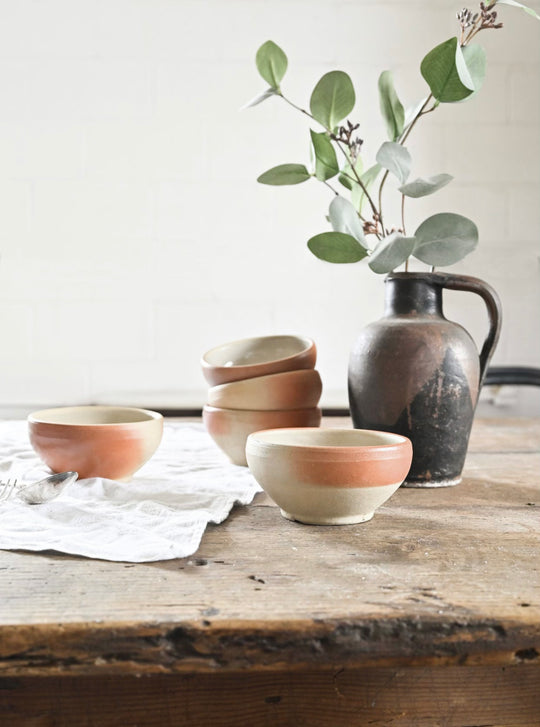 set of 5 vintage french digoin stoneware bowls