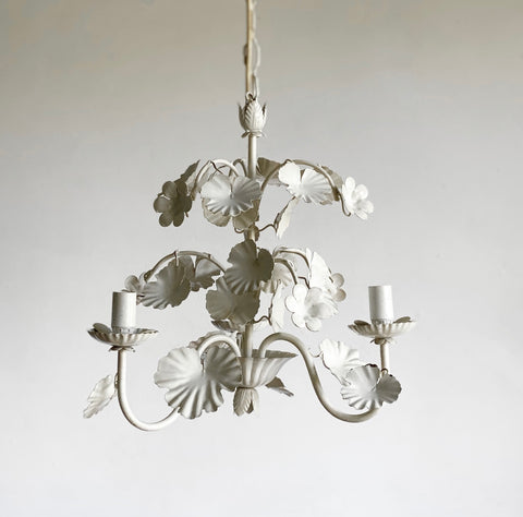 antique floral metal tole chandelier