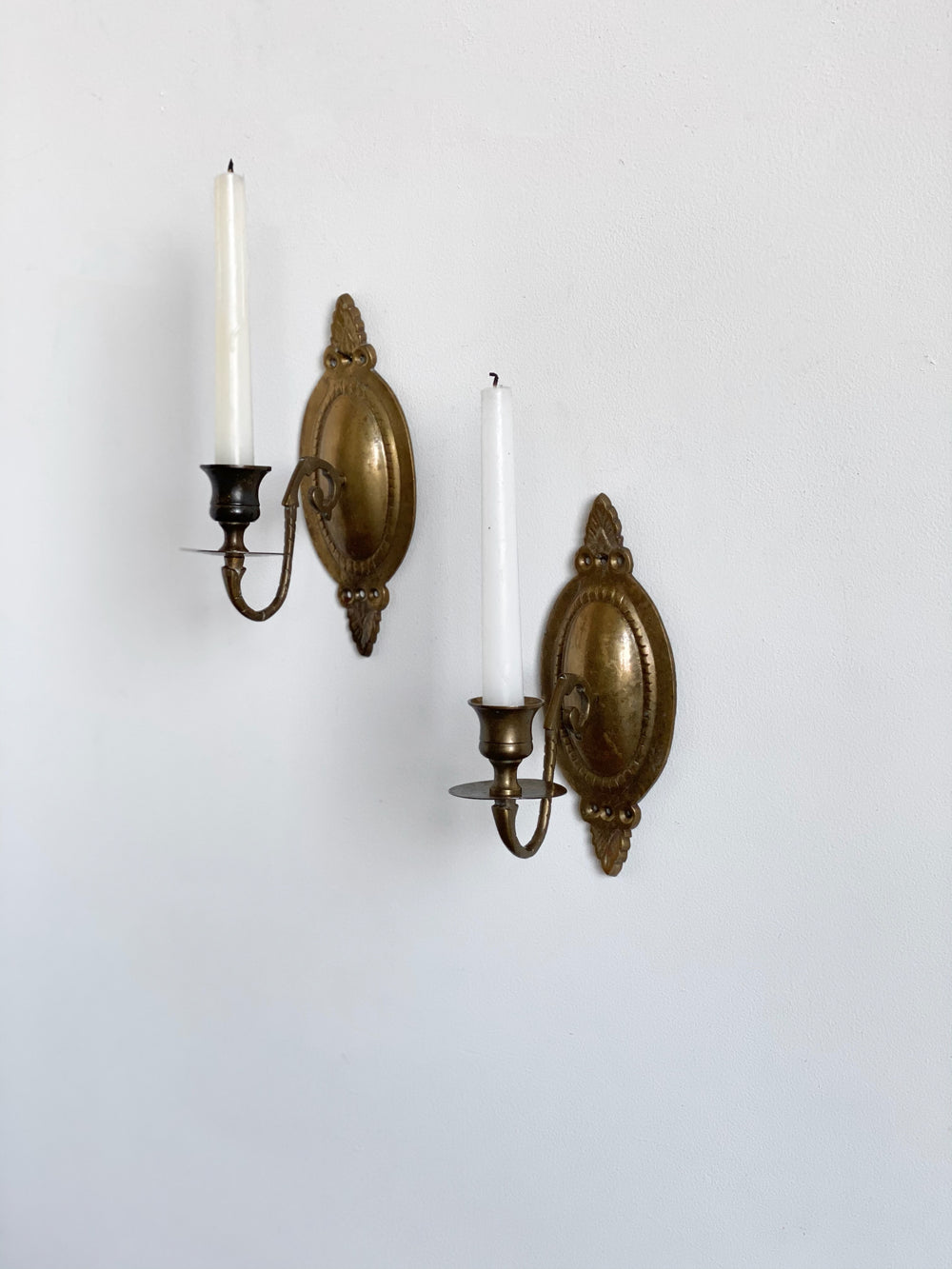 vintage brass candle sconces, set of 2